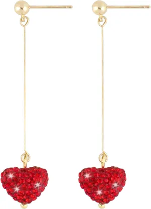 1 Pair Red Heart Earrings, Red Stud Earrings for Women,Romantic Red Heart Dangle Earrings, Heart Dangle Earrings for Women Girlfriend, Sweet, Cute, Glittery Accessories for Valentines