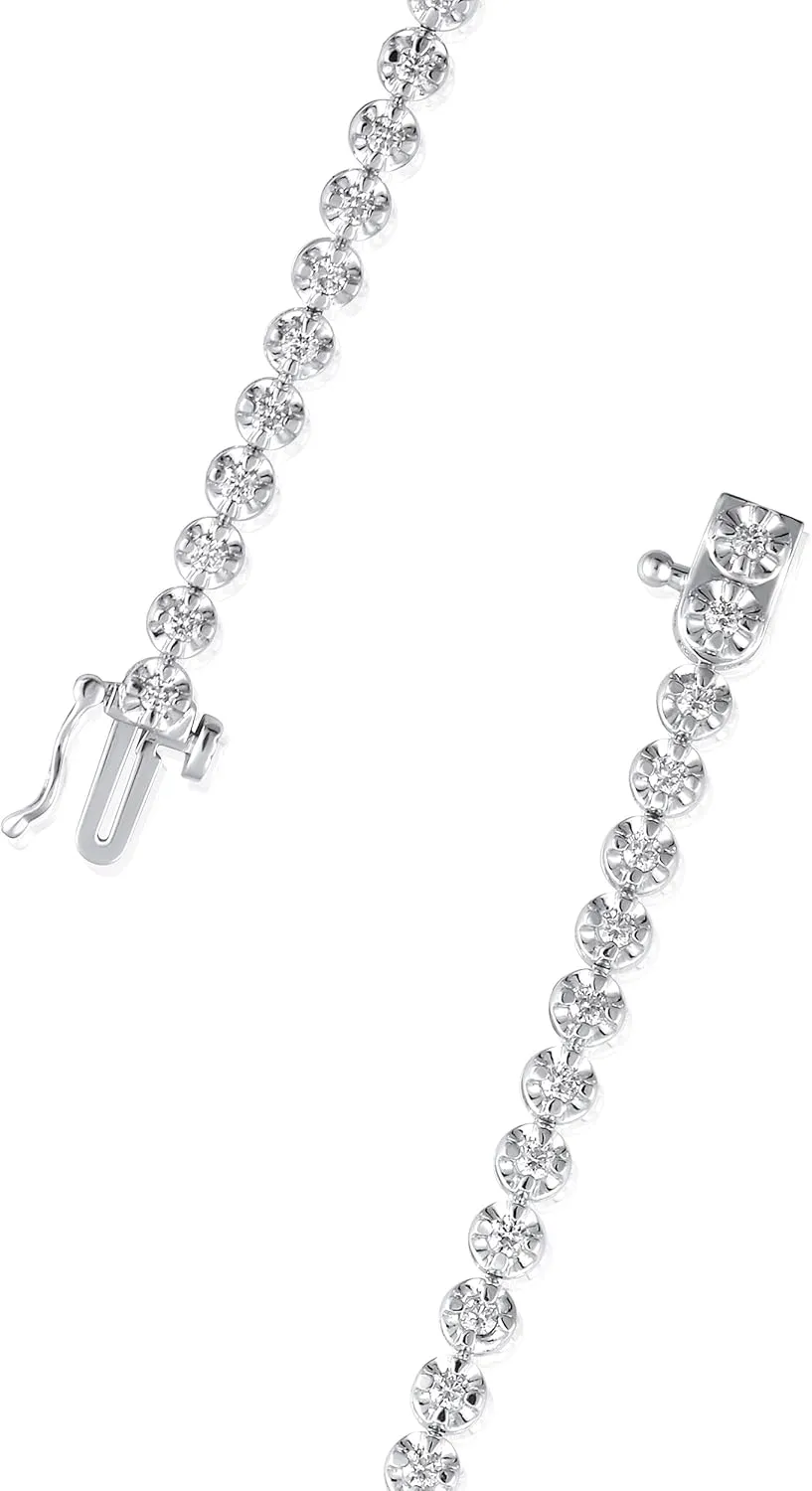 1 to 3 Carat Lab Grown Diamond Tennis Bracelet for Women - 14k White Gold Bracelet for Her (D-E, VS1-VS2, 1.00 to 3.00 cttw) 7 Inches Long with Box With Tongue and Safety