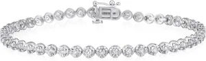1 to 3 Carat Lab Grown Diamond Tennis Bracelet for Women - 14k White Gold Bracelet for Her (D-E, VS1-VS2, 1.00 to 3.00 cttw) 7 Inches Long with Box With Tongue and Safety