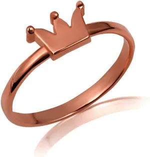 10K Yellow, White, and Rose Gold 2.1 mm Royal Crown Finger Ring Imperial Crown Band Statement Ring for Women, Available in Sizes 4-12