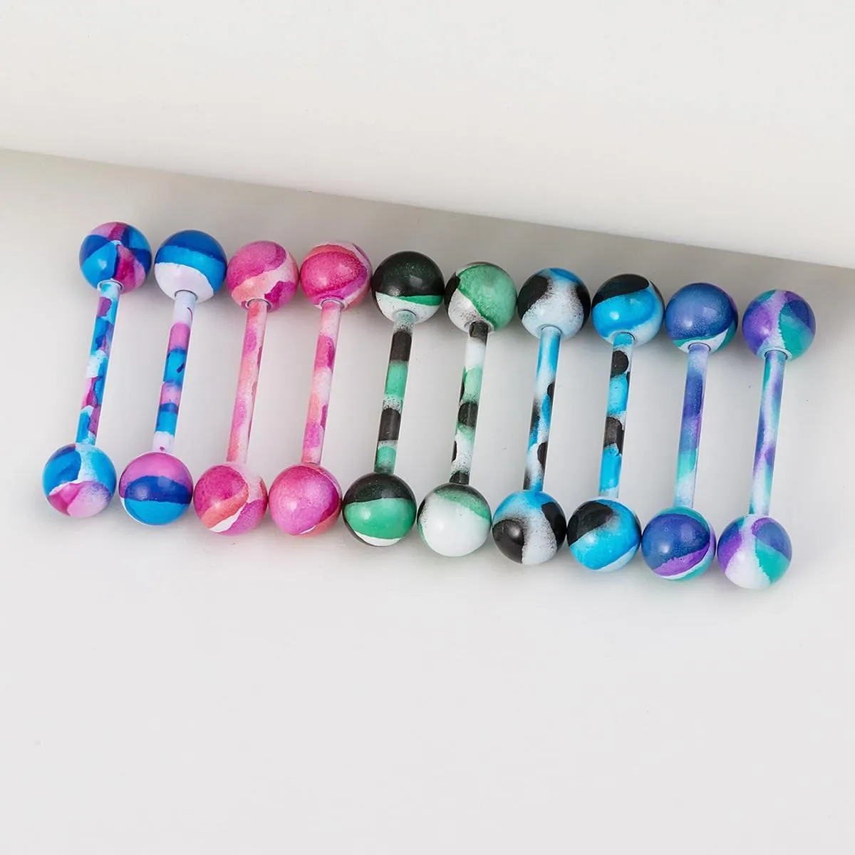 14G Colorful Ball Nipple Rings for Women Stainless Steel Nipplerings Nipple Shield Studs Tongue Rings Tongue Studs Straight Barbell Body Piercing Jewelry