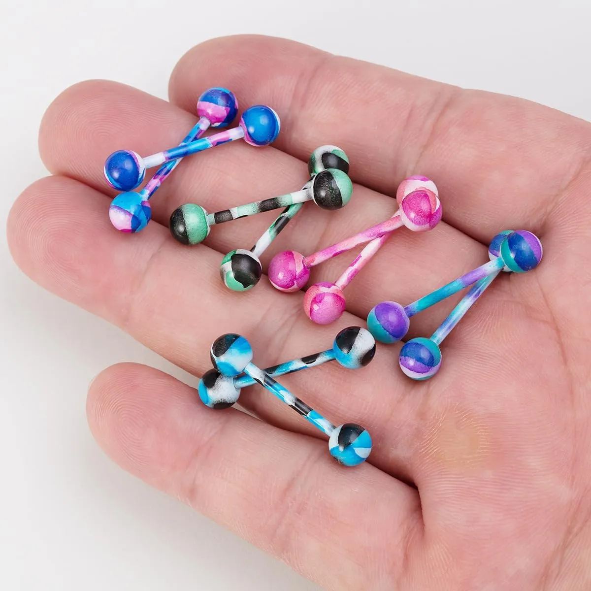 14G Colorful Ball Nipple Rings for Women Stainless Steel Nipplerings Nipple Shield Studs Tongue Rings Tongue Studs Straight Barbell Body Piercing Jewelry
