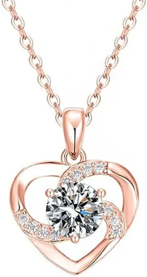 14K Gold Heart-Shaped 1 Carat D-Color VVS1 Diamond Necklace, Exquisite and Dainty Gift for Women