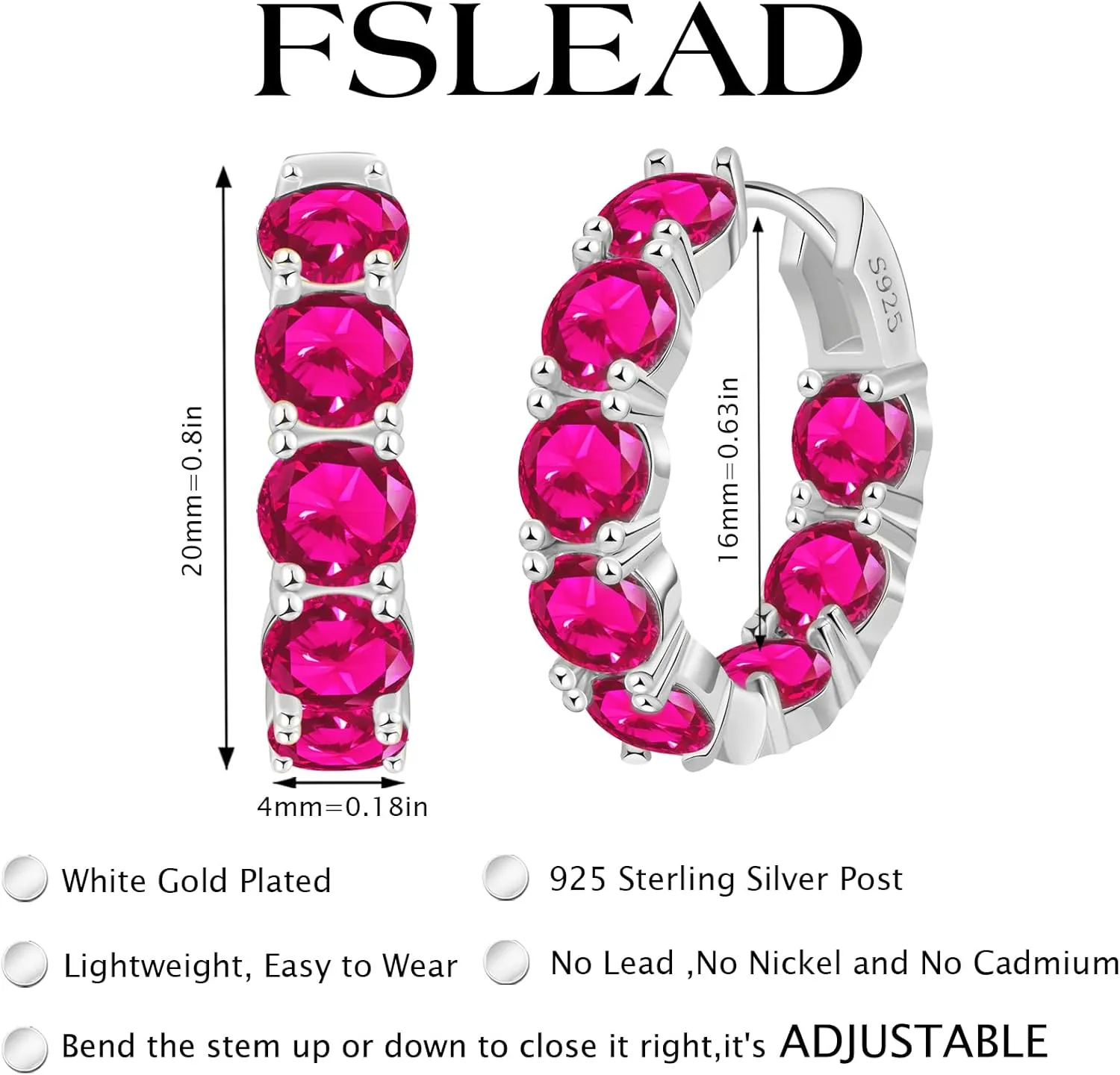 14K Gold Plated Hoop Earrings for Women,Silver Huggie Earrings for Women Cubic Zirconia Small Earring CZ Inside-Outside Hoop Earrings Clear,Hot Pink,Black,Red,Green,Multicolored Earrings
