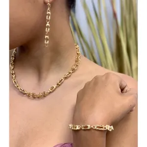 18k Gold Dipped Afro Link Set