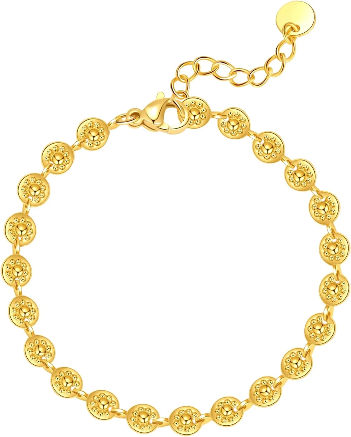 18K Gold Plated Clover Lucky Bracelet Tiny CuteClover Pendant Bracelet for Women Wrist Jewelry Heart Bracelet for Women Stainless Steel Heart Pendant Link Bracelet Link Bracelet Adjustable Link Bracelet