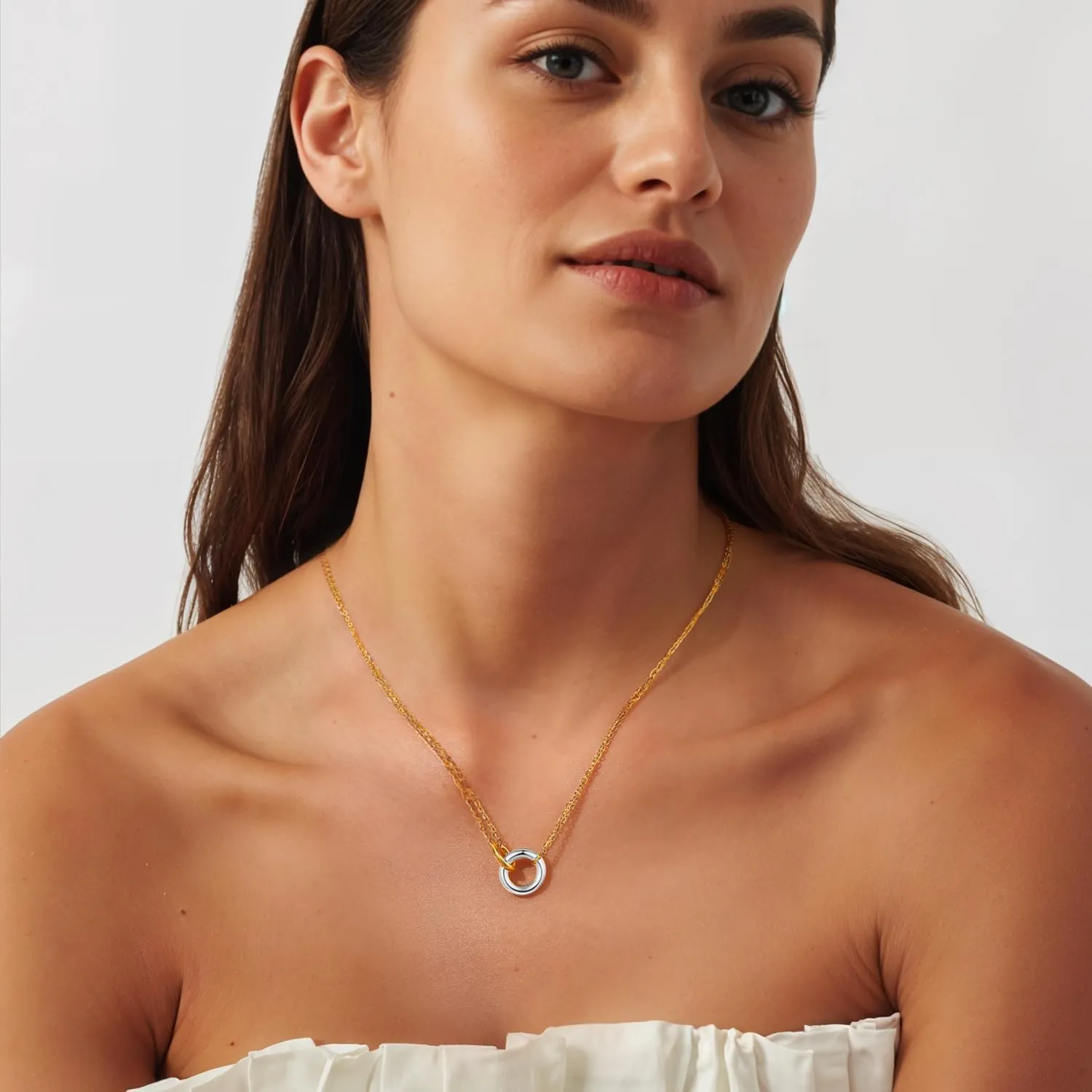 18K Gold Plated CZ Cross Pearl Heart Pendant Necklace Charm Dainty Chains Necklaces for Women