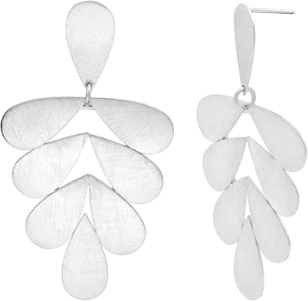 18K Gold Plated Leaf Earrings for Women - Sterling Silver Plating Earrings Chunky Dangle Drop Earrings Lightweight Hypoallergenic Teardrop Stud Earring Brass Metal Jewelry ZS56