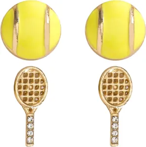 2 Pairs of Alloy Dangle tennis Earrings for Women - Hypoallergenic Sports Stud Earrings