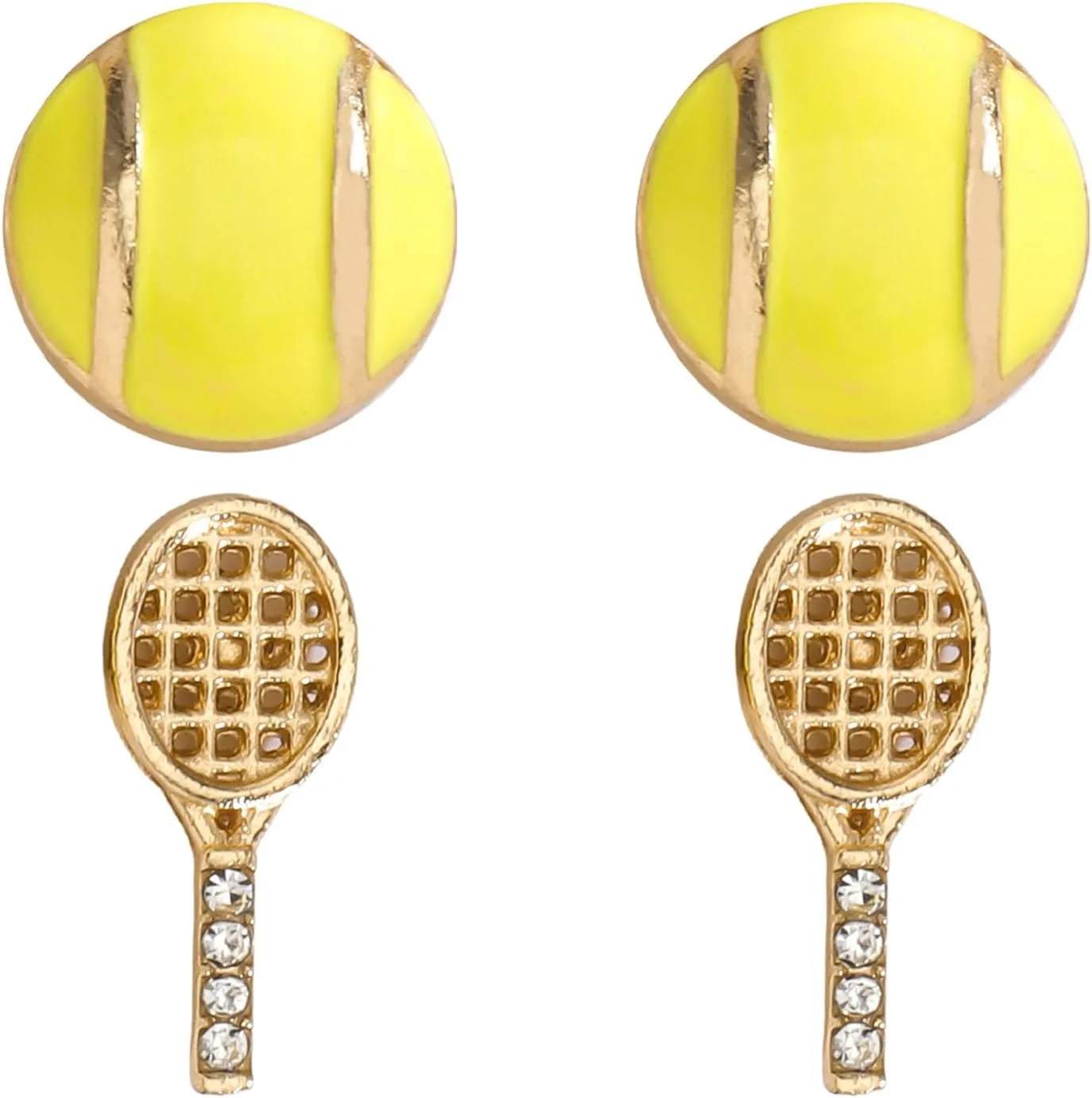 2 Pairs of Alloy Dangle tennis Earrings for Women - Hypoallergenic Sports Stud Earrings