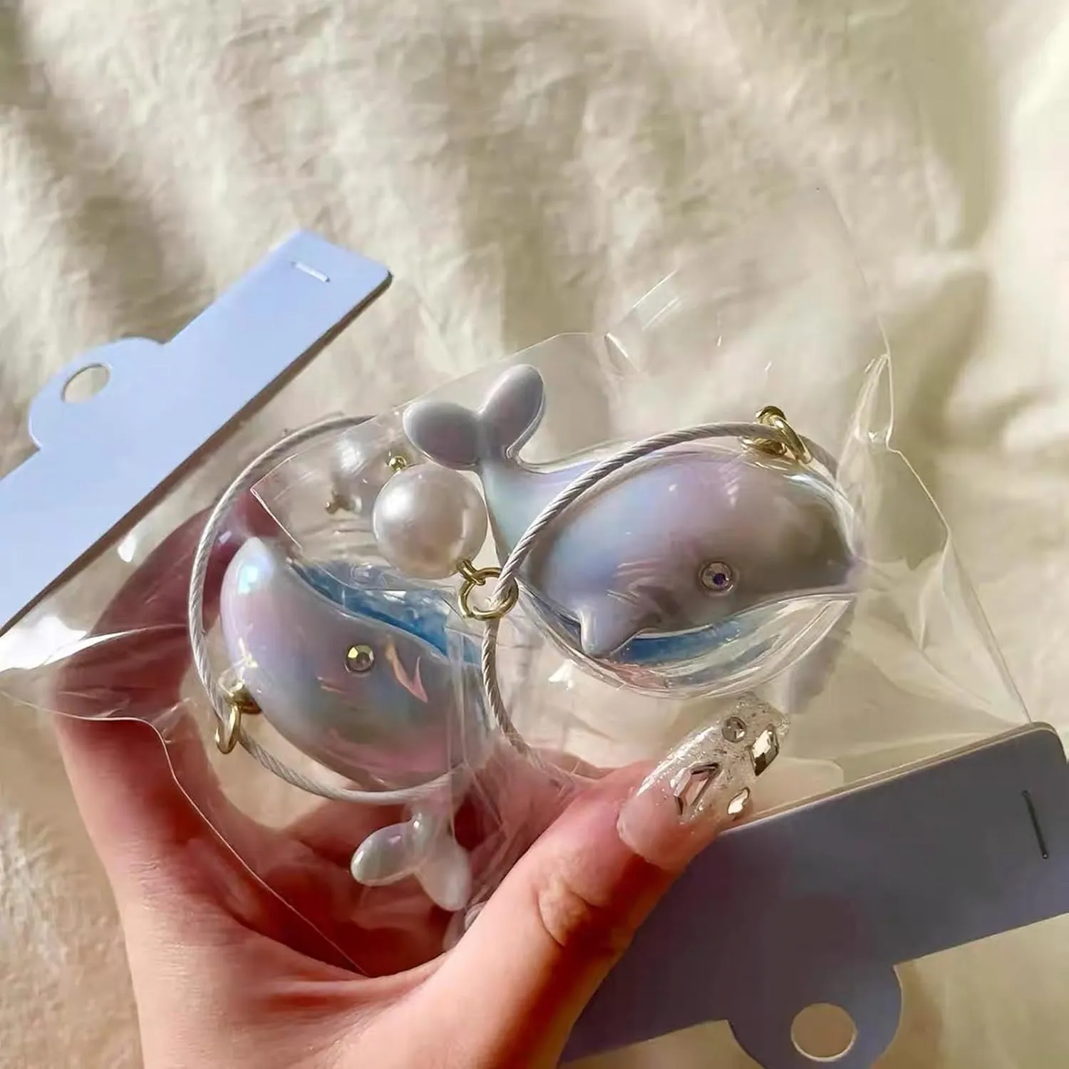 2 Pcs Whale Keychains, Cute Animal Key Chains Car Keyrings Bag Charms Pendant for Car Keys, Backpack, Purse, Wallet