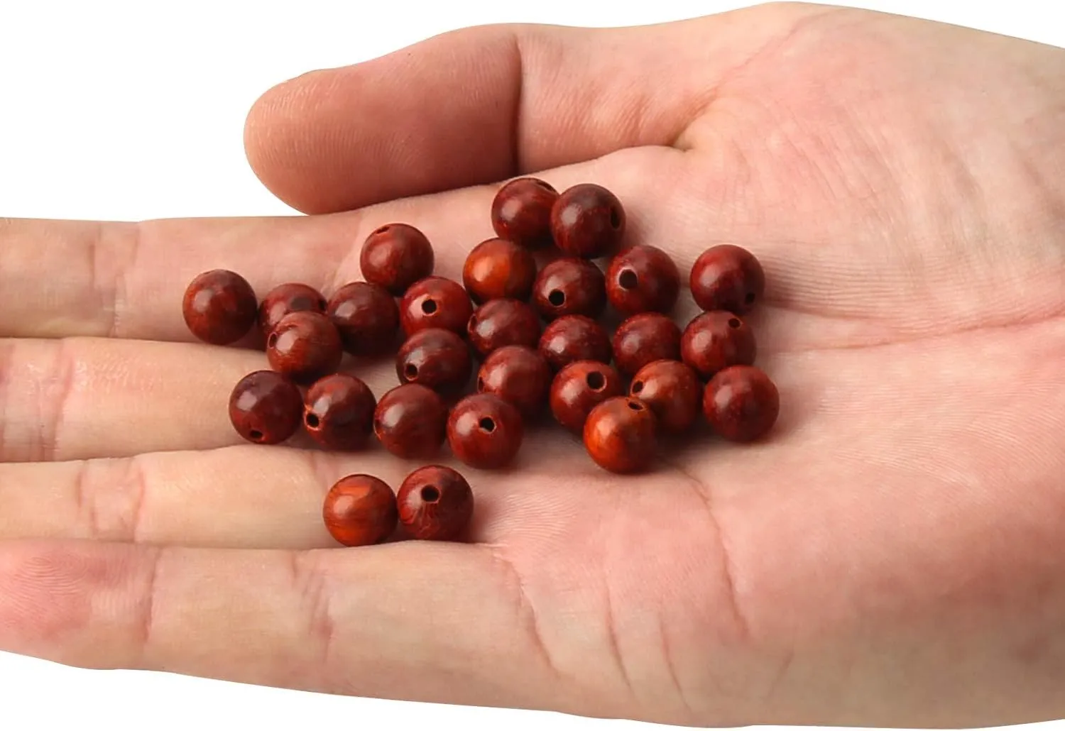 200pcs 6mm Natural Sandalwood Round Beads Gorgeous Craft Handmade Polished Spacer Mala Pray Beads with Elastic Cord for Bracelets DIY Rosary Tasbih Jewelry Making