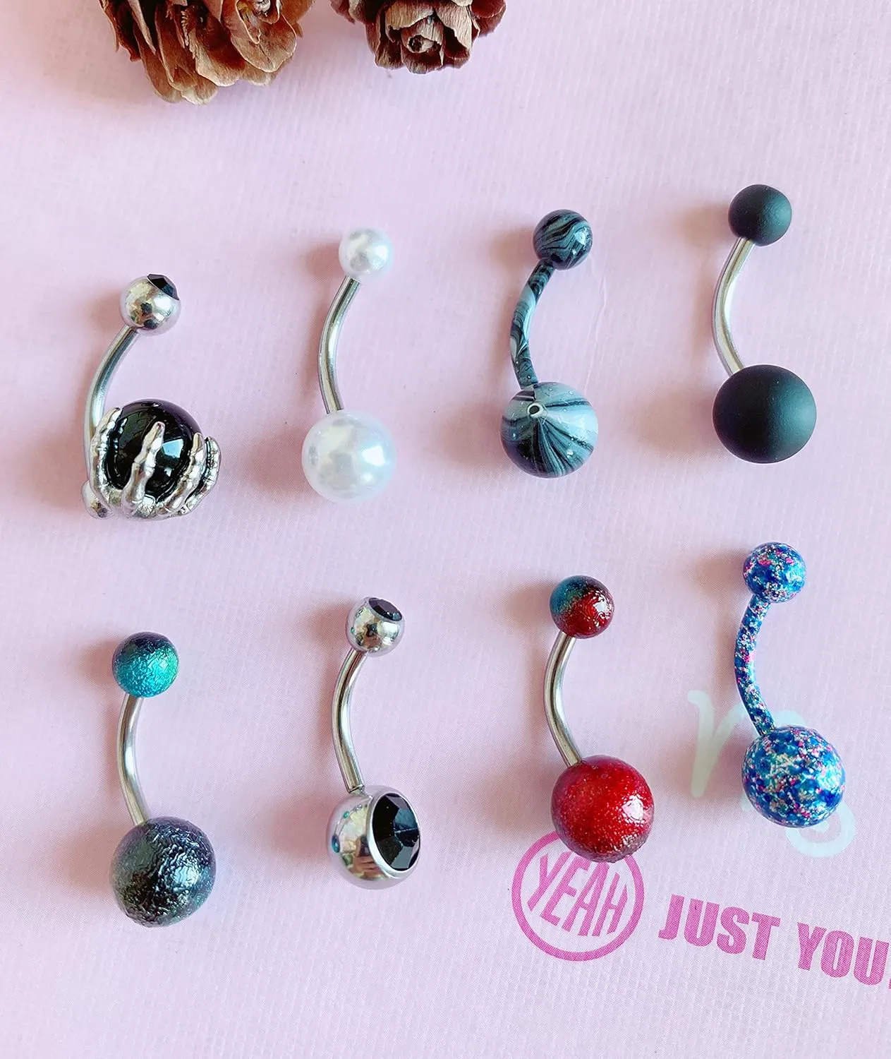 24-50Pcs 14G Stainless Steel Belly Button Rings for Women CZ Screw Navel Bars Body Piercing Jewelry