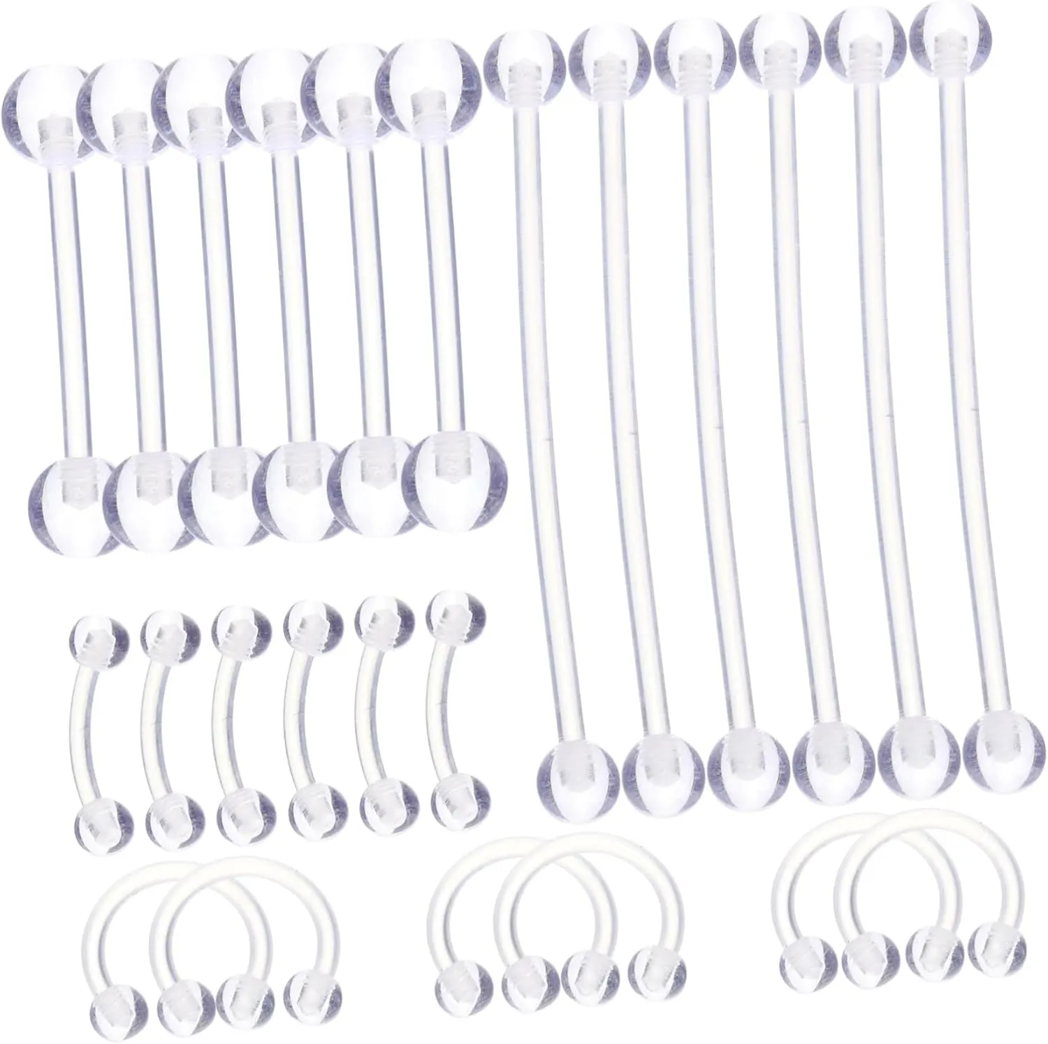24pcs Piercing Jewelry Tongue Rings Eyebrow Nose Rings Versatile Body Jewelry for Women for Everyday Wear Special Occasions