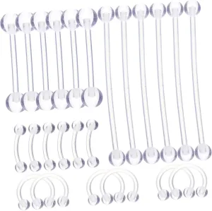 24pcs Piercing Jewelry Tongue Rings Eyebrow Nose Rings Versatile Body Jewelry for Women for Everyday Wear Special Occasions