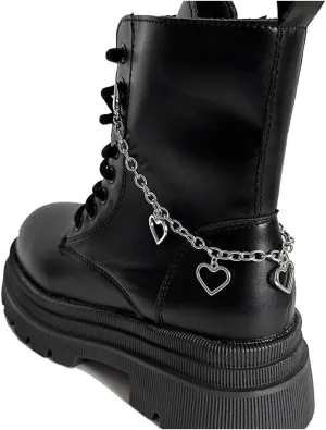 2PCS Hollow Star Pendant Titanium Steel Shoe Chain, Trendy Hip Hop Punk Studded DIY Shoe Accessory for Martin Boots, Cool Party Decoration