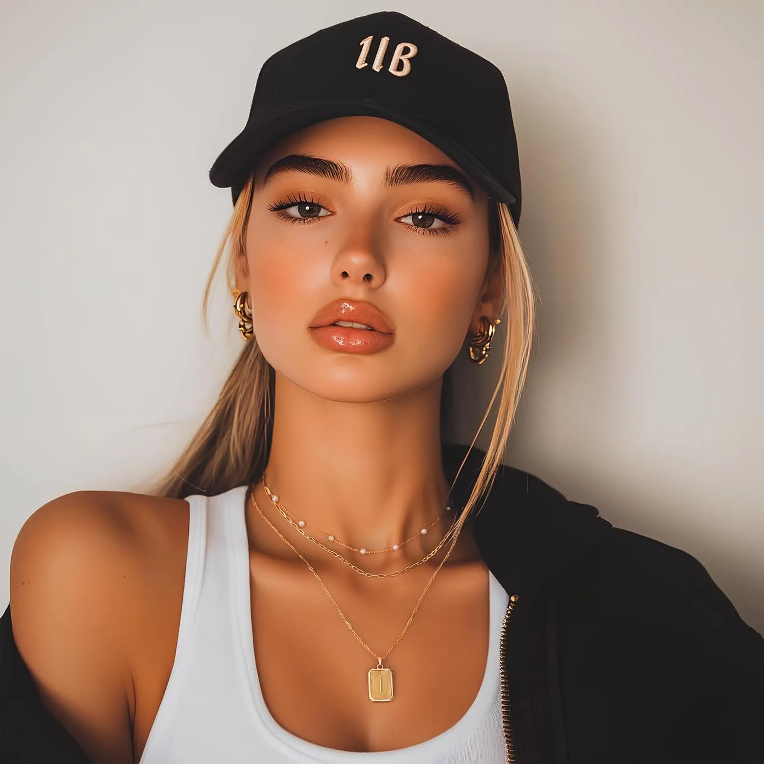 3 Layer 18K Gold Plated Chain Letter Necklace for Women Stylish Multi-Layered Pearl Paperclip Necklaces Initial Pendant Design Trendy Separate Chains 2" Adjustable Extender Hypoallergenic