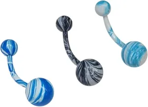 3PCS 14G Belly Button Rings Surgical Steel Enamel Coated Belly Rings Hand Painted Designs Navel Rings Piercing Externally Threaded 11mm 7/16" Belly Navel Piercing for Women