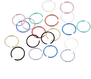40Pcs Colorful Stainless Steel Body Jewelry Piercing Lip Nose Rings Hoop Studs Clicker Segment-Colorful