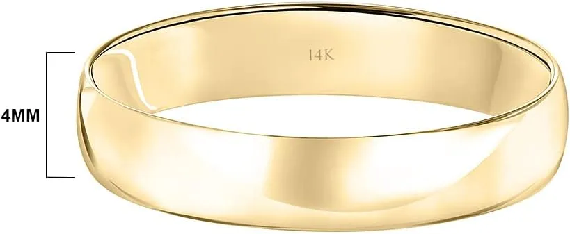 4MM Men's Gold Wedding Band - Lightweight Wedding Ring for Men; 10K or 14K Gold Jewelry in Yellow, White, or Rose Gold; Plain Mens Wedding Band; Classic Gold Rings for Men by Brilliant Expressions