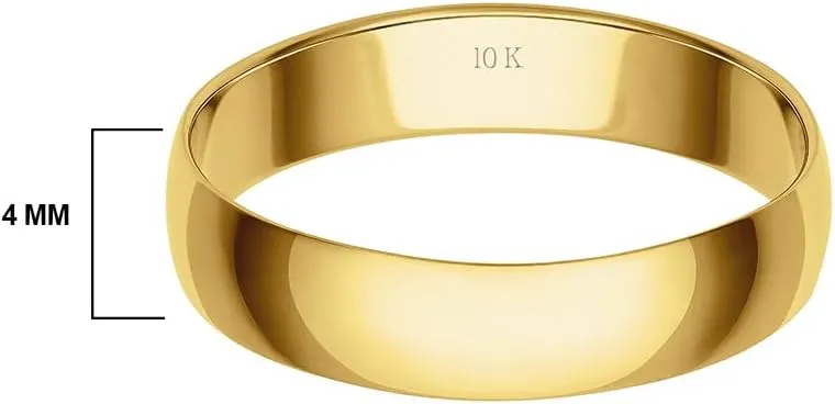 4MM Men's Gold Wedding Band - Lightweight Wedding Ring for Men; 10K or 14K Gold Jewelry in Yellow, White, or Rose Gold; Plain Mens Wedding Band; Classic Gold Rings for Men by Brilliant Expressions