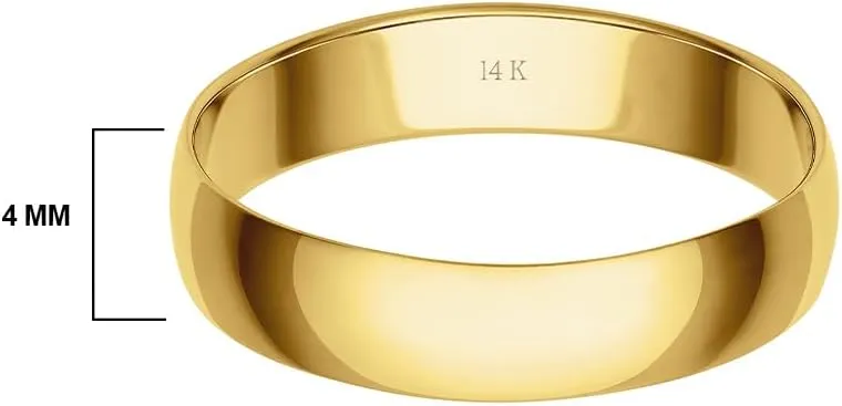 4MM Men's Gold Wedding Band - Lightweight Wedding Ring for Men; 10K or 14K Gold Jewelry in Yellow, White, or Rose Gold; Plain Mens Wedding Band; Classic Gold Rings for Men by Brilliant Expressions