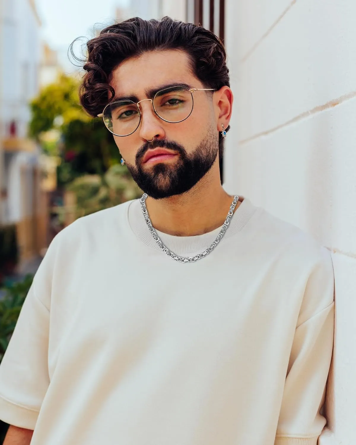 4mm/6mm/8mm/10mm Regal Byzantine Necklace for Men, Stylish and Chunky, Stainless Steel Necklace for Women - Gold Silve Black Tone, 16-36 Inches, Come with 2" Extension Chain