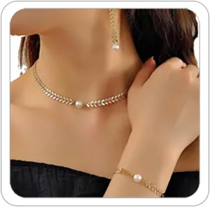 4pcs Pearl Jewelry Set - Exquisite Pearl Necklace, Bracelet, Earrings for Women - Wedding, Prom, Bridesmaid