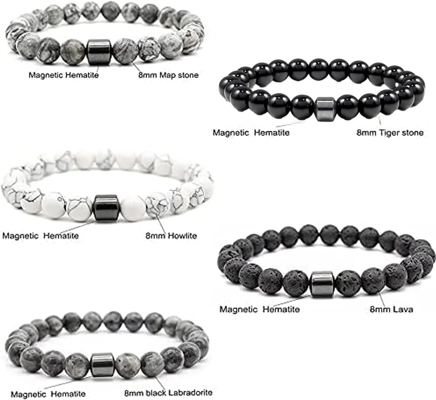 5 PCS Anti Smoking Bracelet for Women/Men, Adjustable Quit Smoking Bracelet, Handmade Nature Stone Spiritual Smoking Cessation Bracelets