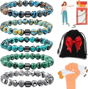 5 PCS Anti Smoking Bracelet for Women/Men, Adjustable Quit Smoking Bracelet, Handmade Nature Stone Spiritual Smoking Cessation Bracelets