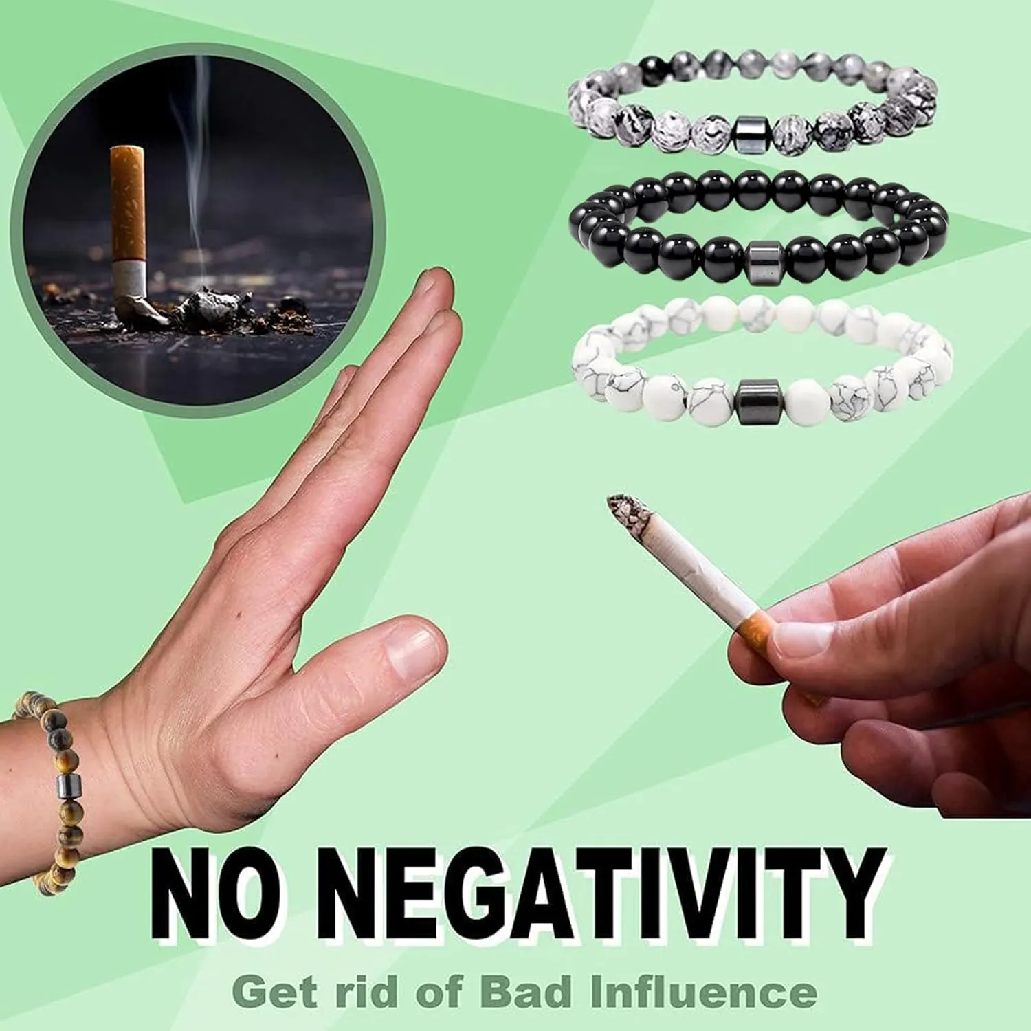 5 PCS Anti Smoking Bracelet for Women/Men, Adjustable Quit Smoking Bracelet, Handmade Nature Stone Spiritual Smoking Cessation Bracelets