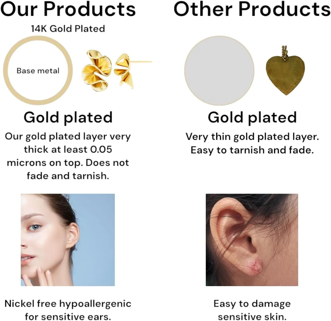 6 Pairs Gold Stud Earrings for Women, 14K Gold Plated Bow Stud Earrings for Women Ribbon Bow Stud Earrings Set Hypoallergenic for Sensitive Ears Jewelry Gift for Thanksgiving Christmas