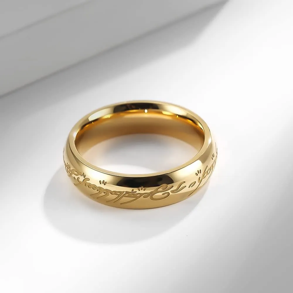6mm Lord of The Rings Ring for Men and Women Gold Silver Magic Ring Luminous Glow Ring Glowing in The Dark Wedding Band Comfort Fit