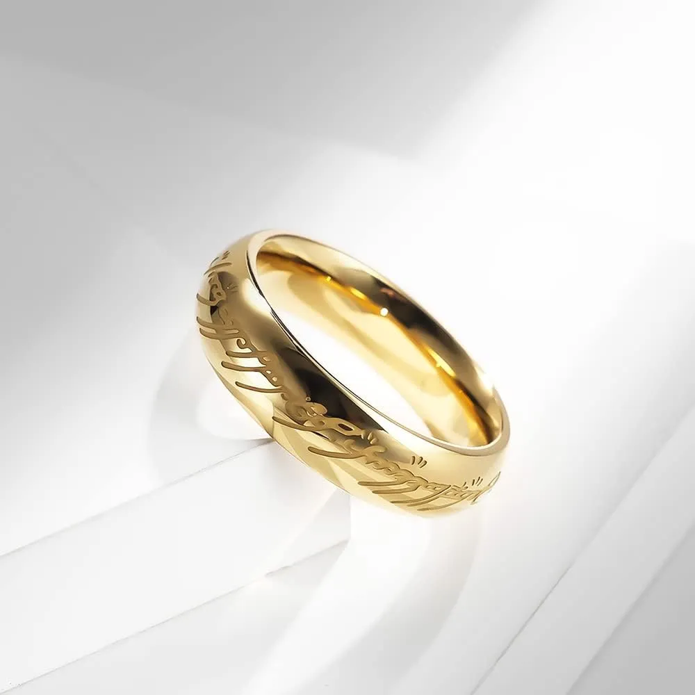 6mm Lord of The Rings Ring for Men and Women Gold Silver Magic Ring Luminous Glow Ring Glowing in The Dark Wedding Band Comfort Fit