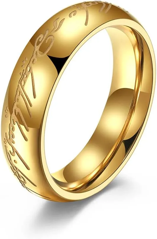 6mm Lord of The Rings Ring for Men and Women Gold Silver Magic Ring Luminous Glow Ring Glowing in The Dark Wedding Band Comfort Fit