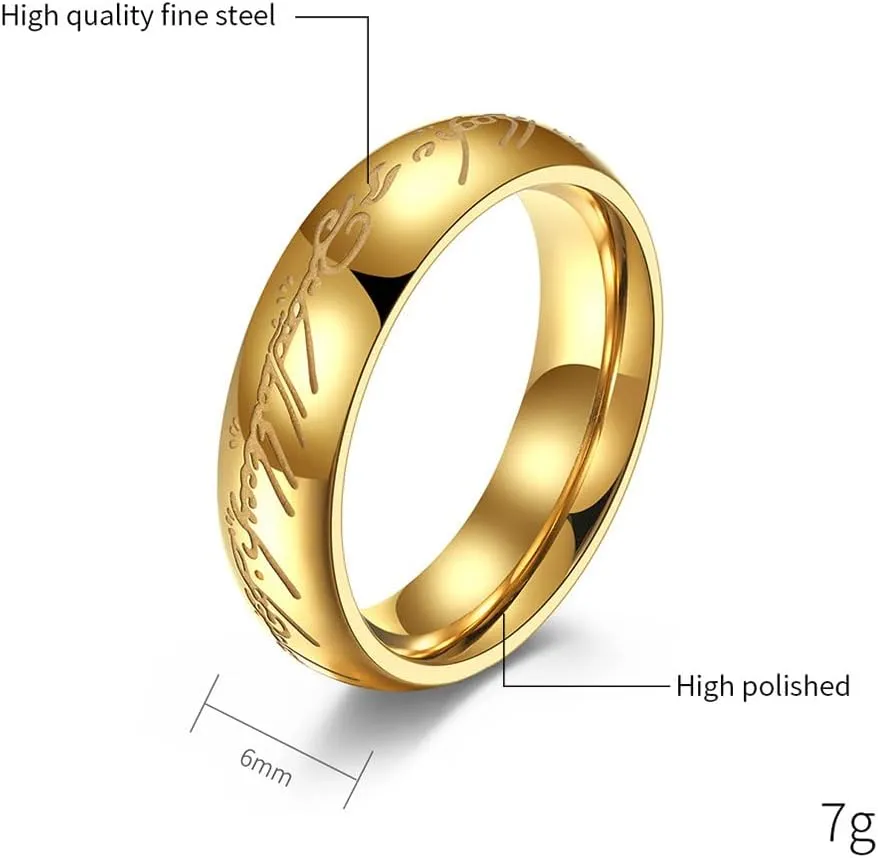 6mm Lord of The Rings Ring for Men and Women Gold Silver Magic Ring Luminous Glow Ring Glowing in The Dark Wedding Band Comfort Fit