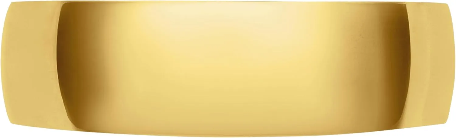 6MM Solid Gold Men's Wedding Band - Classic, Lightweight Wedding Ring for Men; 10K or 14K Yellow, White, or Rose Gold Jewelry; Plain Polished Wedding Band; Durable, Comfortable Gold Rings for Men,