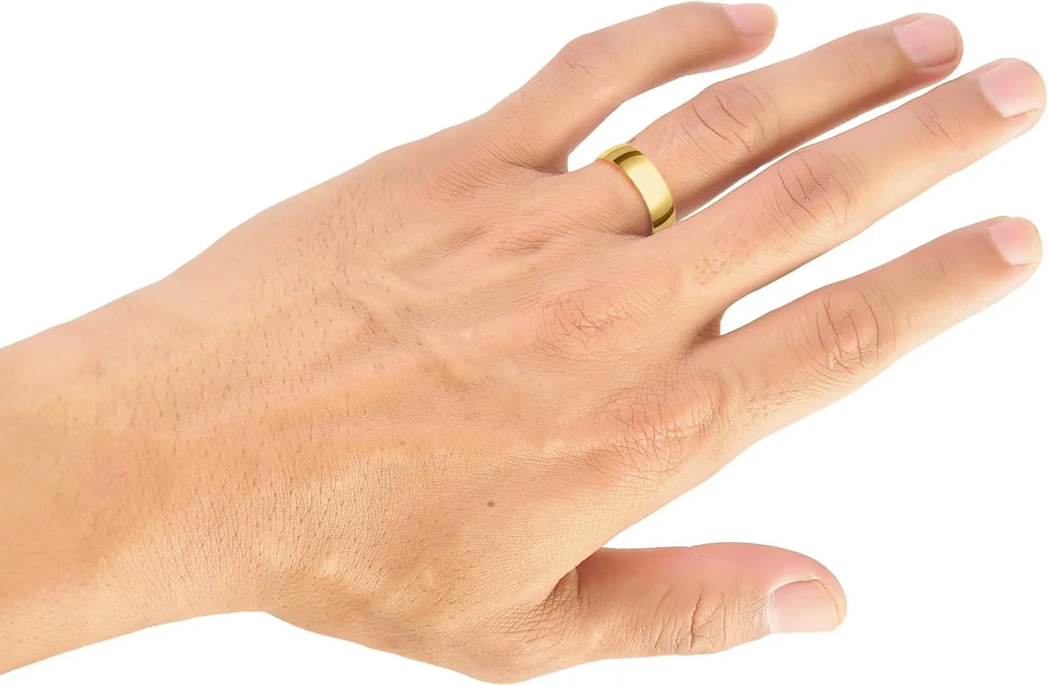 6MM Solid Gold Men's Wedding Band - Classic, Lightweight Wedding Ring for Men; 10K or 14K Yellow, White, or Rose Gold Jewelry; Plain Polished Wedding Band; Durable, Comfortable Gold Rings for Men,