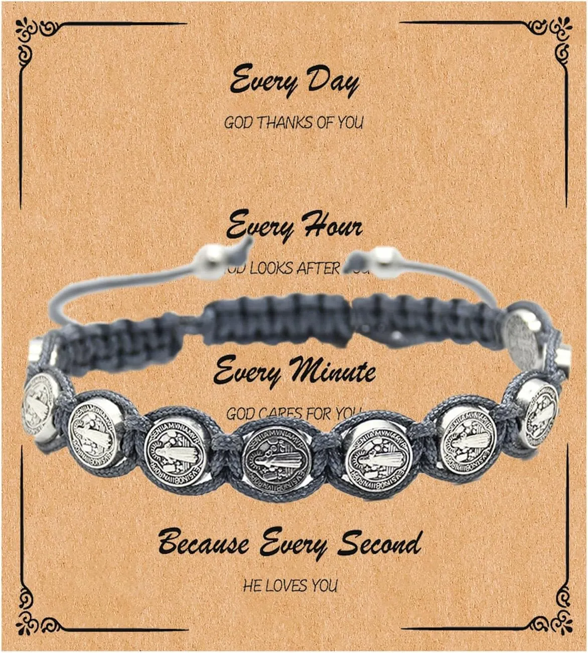 72ore Saints Bracelet for Women Men Catholic Bracelet Adjustable Cord Bracelets Religious Bracelet Rosary Bracelet Religious Gift Confirmation Gift Catholic Gift Christmas Gift for Men