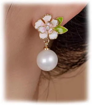 925 Pure Silver Needle Flower Pearl Earrings for Women - Fashionable and Exquisite Hypoallergenic Earrings