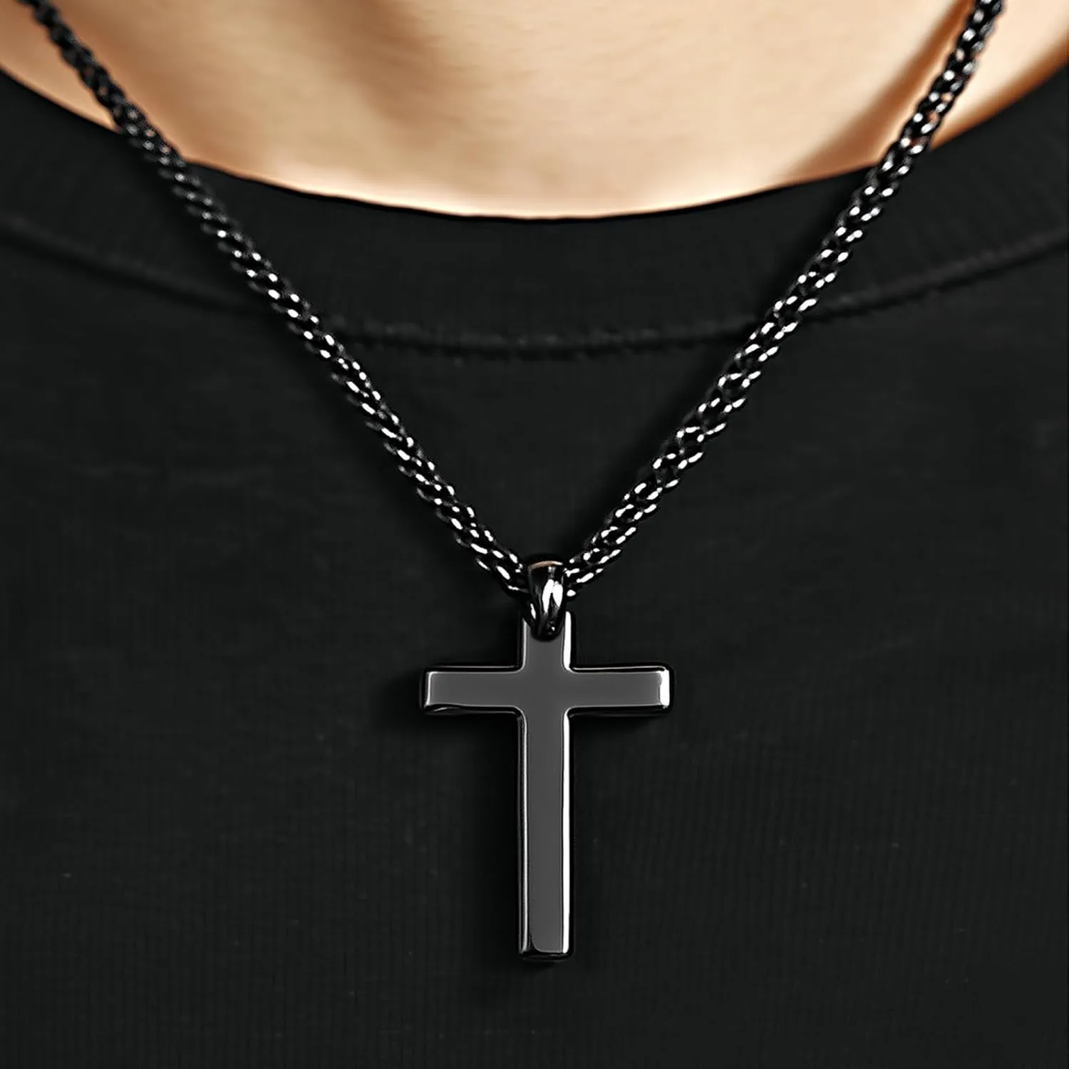 925 Sterling Silver Cross Simple Pendant Necklace for Men