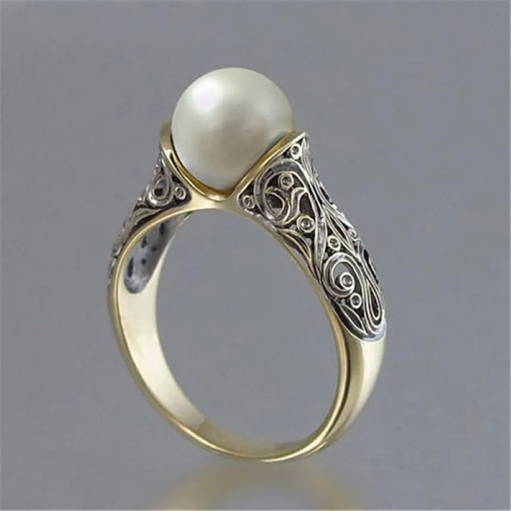 925 Sterling Silver Fashion Set Exquisite Pearl Women's Ring Plated 14k Gold Vintage Style Zircon ring Women's Jewelry Found Earrings