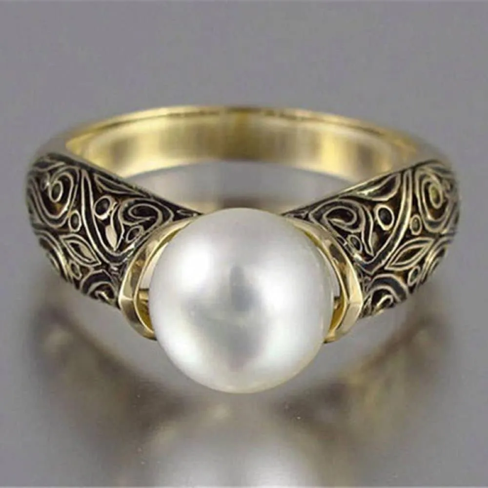 925 Sterling Silver Fashion Set Exquisite Pearl Women's Ring Plated 14k Gold Vintage Style Zircon ring Women's Jewelry Found Earrings