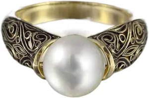 925 Sterling Silver Fashion Set Exquisite Pearl Women's Ring Plated 14k Gold Vintage Style Zircon ring Women's Jewelry Found Earrings