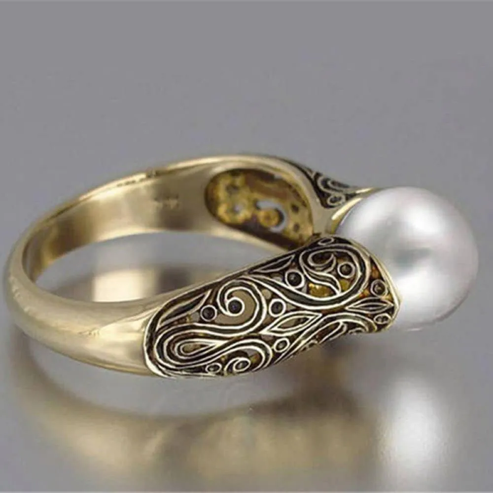 925 Sterling Silver Fashion Set Exquisite Pearl Women's Ring Plated 14k Gold Vintage Style Zircon ring Women's Jewelry Found Earrings