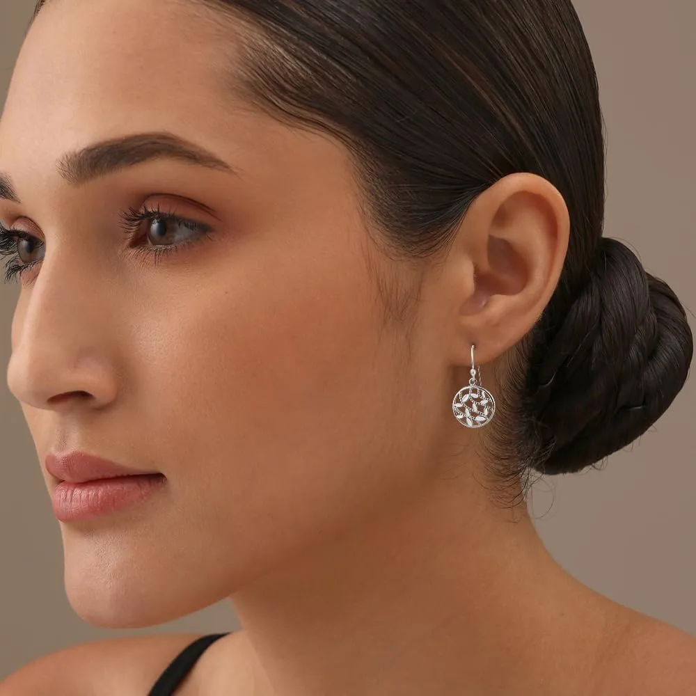 925 Sterling SIlver Filigree Teardrop Dangle Earrings for Women | Lightweight Hooks Exquisite Leaf Dangle Earrings for Gift | Size 26mm