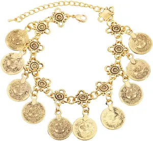 Adjustable Charming Bohemian Coins Bracelet Summer Boho Tassel Barefoot Beach Foot Chain Anklet Fashion Jewelry for Women