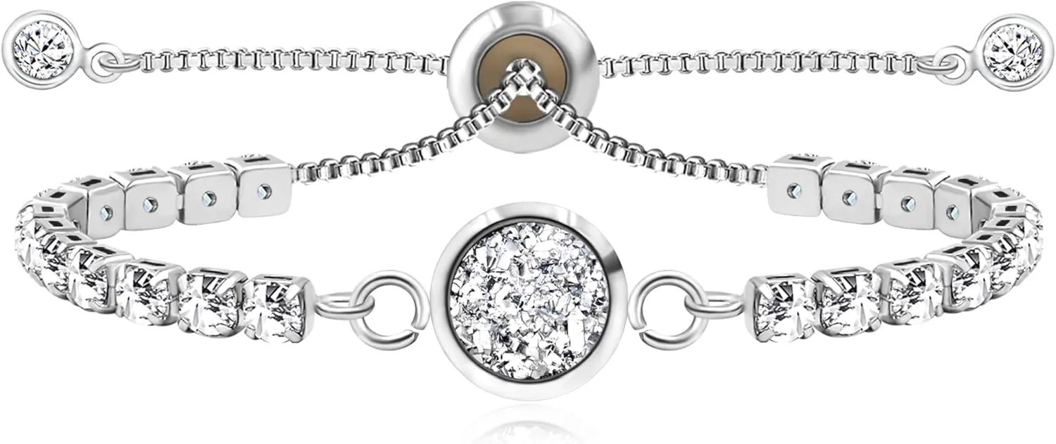 Adjustable Slider Tennis Bracelet, Elegant Cubic Zirconia Bolo Bracelets for Women with Round Zirconia Stones, Dainty Jewelry for Engagement, Wedding, Anniversary, or Best Friend Gift SJY4356