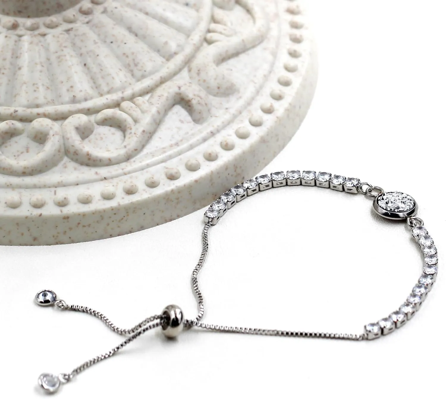Adjustable Slider Tennis Bracelet, Elegant Cubic Zirconia Bolo Bracelets for Women with Round Zirconia Stones, Dainty Jewelry for Engagement, Wedding, Anniversary, or Best Friend Gift SJY4356