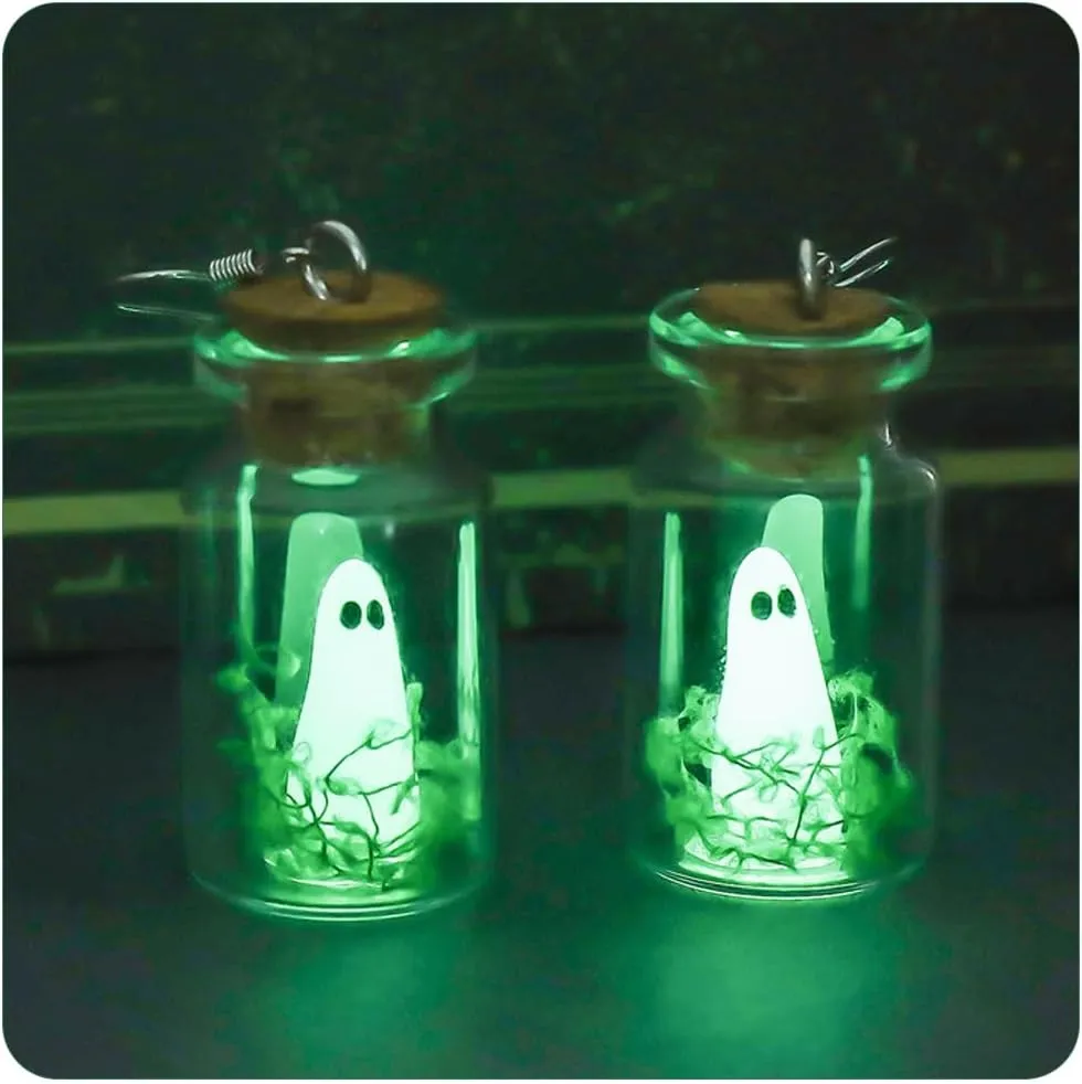 Adopt A Ghost Halloween Earrings for Women, 3D Ghost Pumpkin Corn Glow In The Dark Spooky Earrings Dangle Halloween Day of The Dead Jewelry Gifts